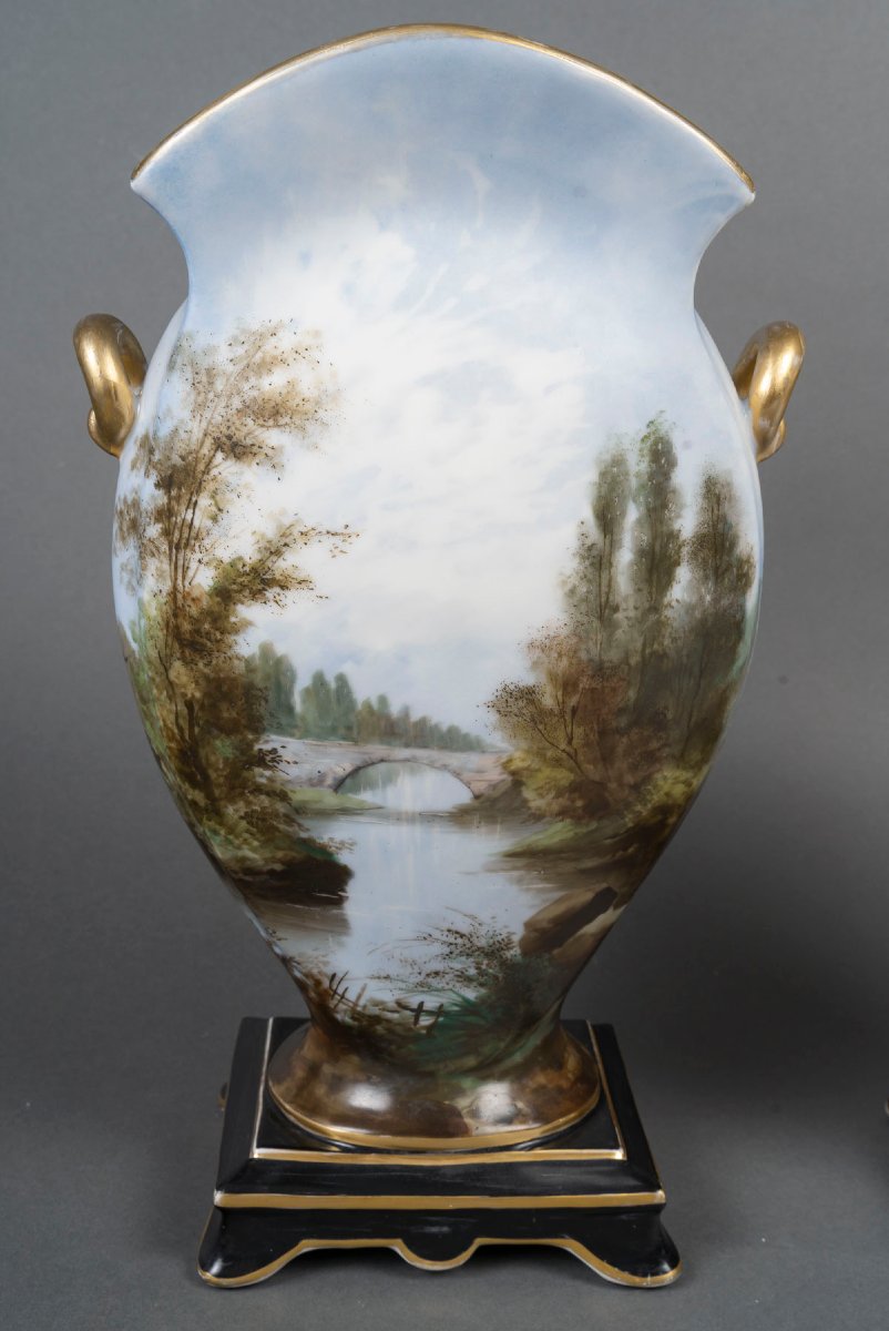Paire de Vases aux Putti et Paysages " Paris 1860"-photo-7