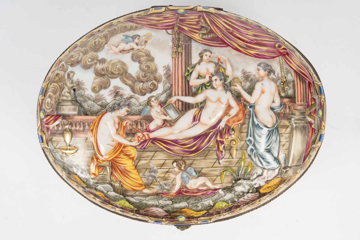 Grand Coffret à Bijou " Naples " Femme à sa toilette (  fin XIX  )-photo-3