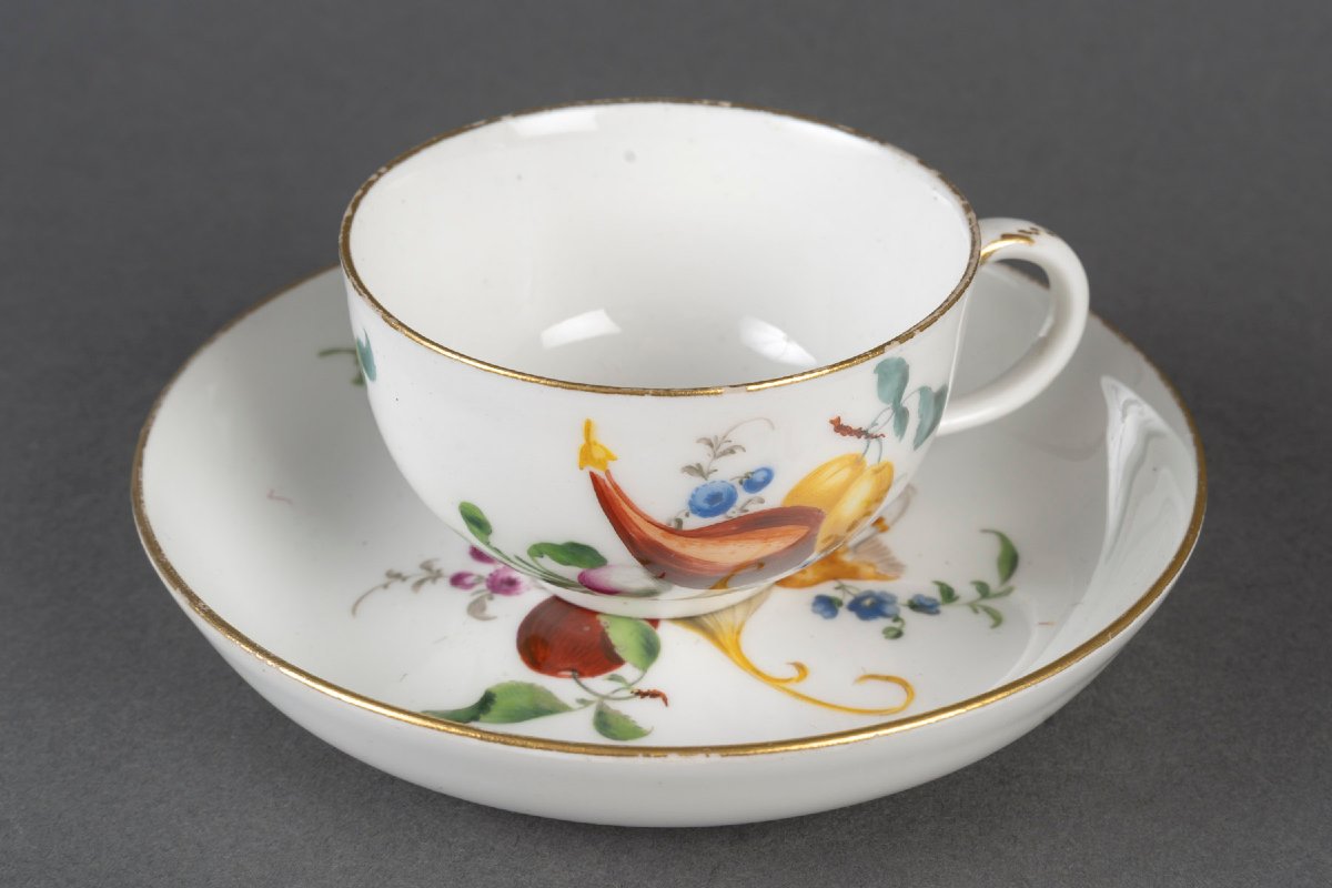 Ensemble Théière et Tasse Meissen XIXème ( Décor aux fruits )-photo-2