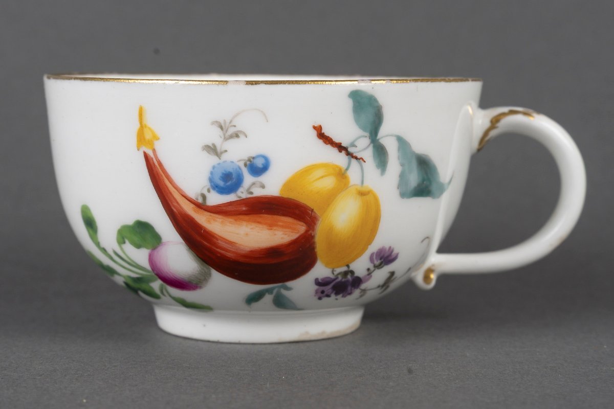 Ensemble Théière et Tasse Meissen XIXème ( Décor aux fruits )-photo-4