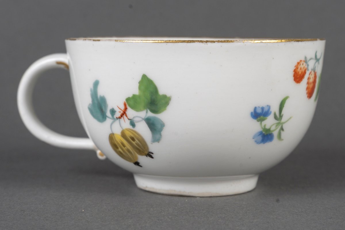 Ensemble Théière et Tasse Meissen XIXème ( Décor aux fruits )-photo-5