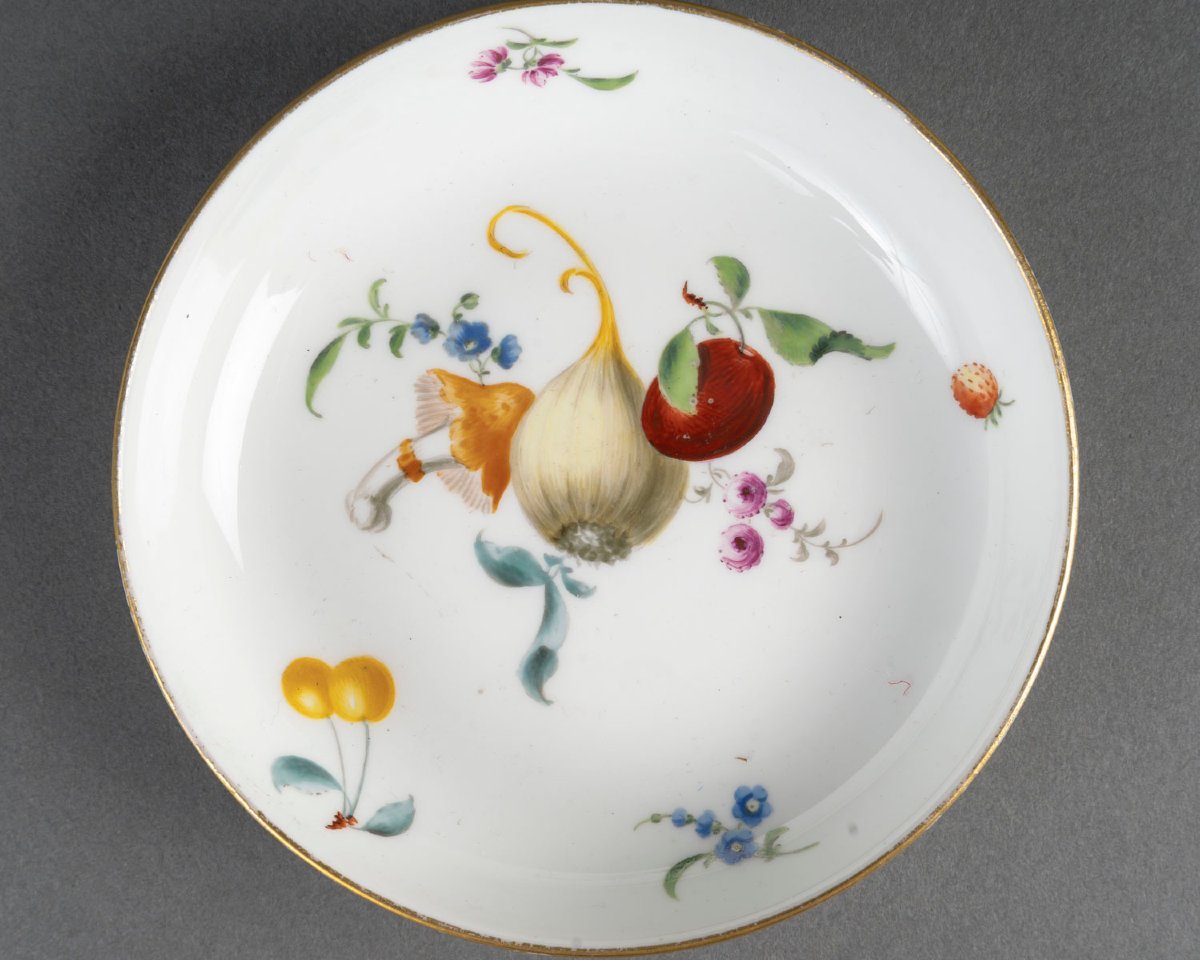 Ensemble Théière et Tasse Meissen XIXème ( Décor aux fruits )-photo-6