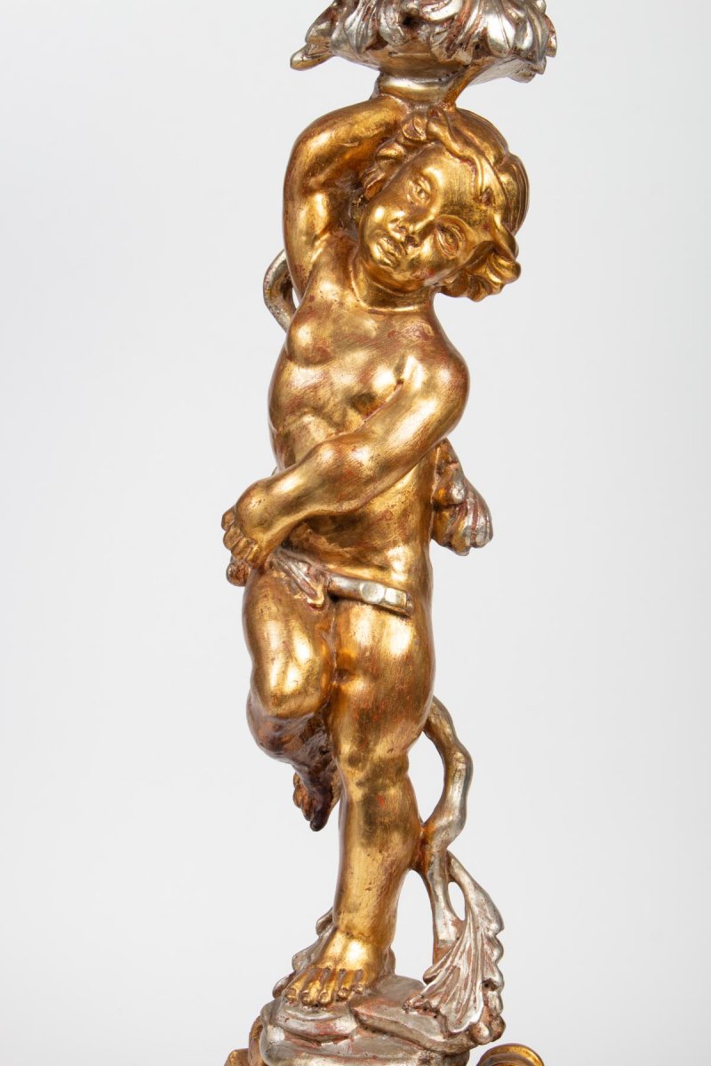 Amour Bolster In Golden And Silver Wood-photo-3