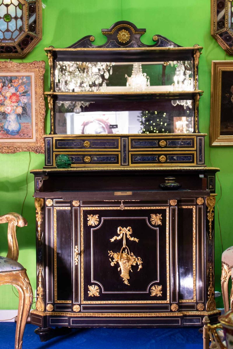Ebony Cabinet With Lapis Lazuli Decoration (napoleon III)-photo-2