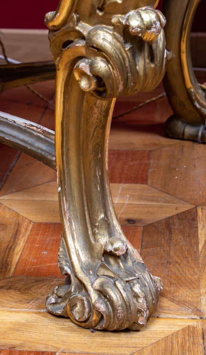 Grande Table basse de Salon en bois doré-photo-2