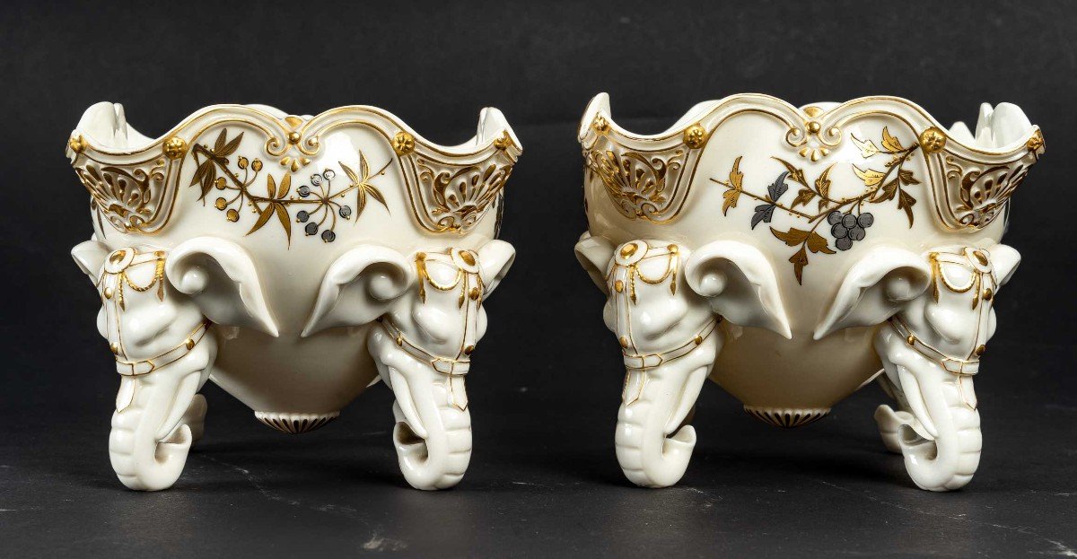 Trois coupes  aux Eléphants   (Royal Worcester)-photo-4