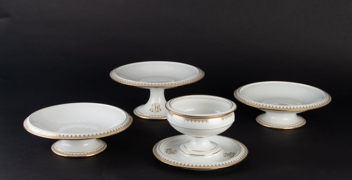 4 Manufacture De Sèvres White And Gold Cups Signed (1891-1901)