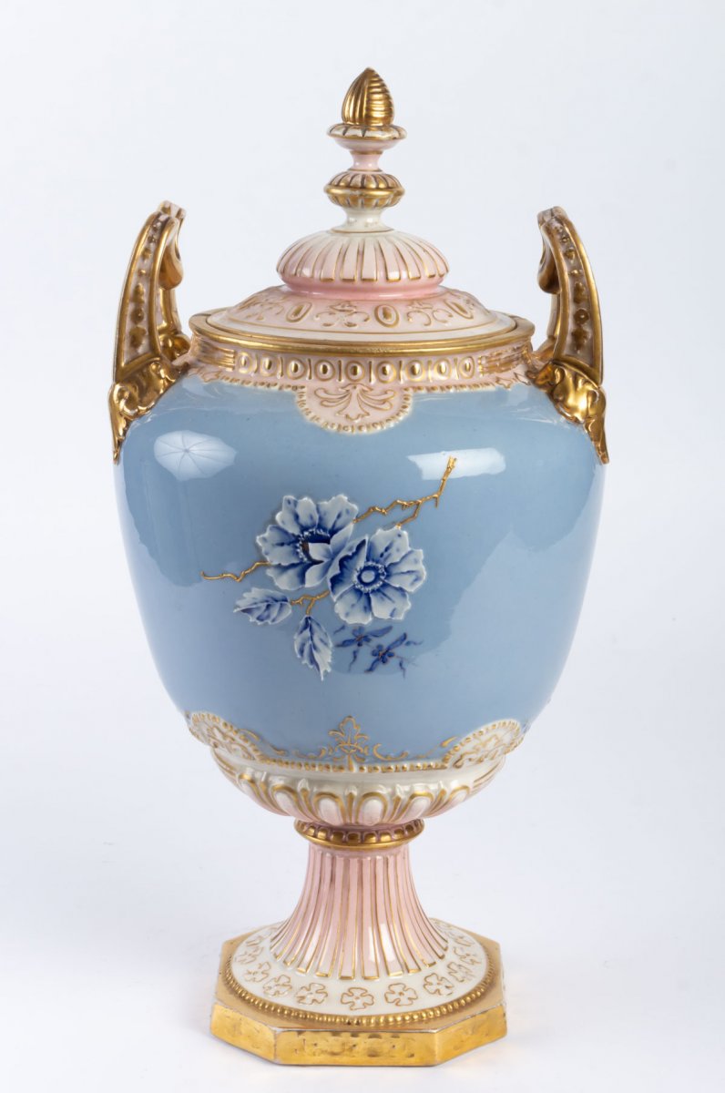 Vase couvert pâte sur pâte ROYAL DUX fin XIXème-photo-3