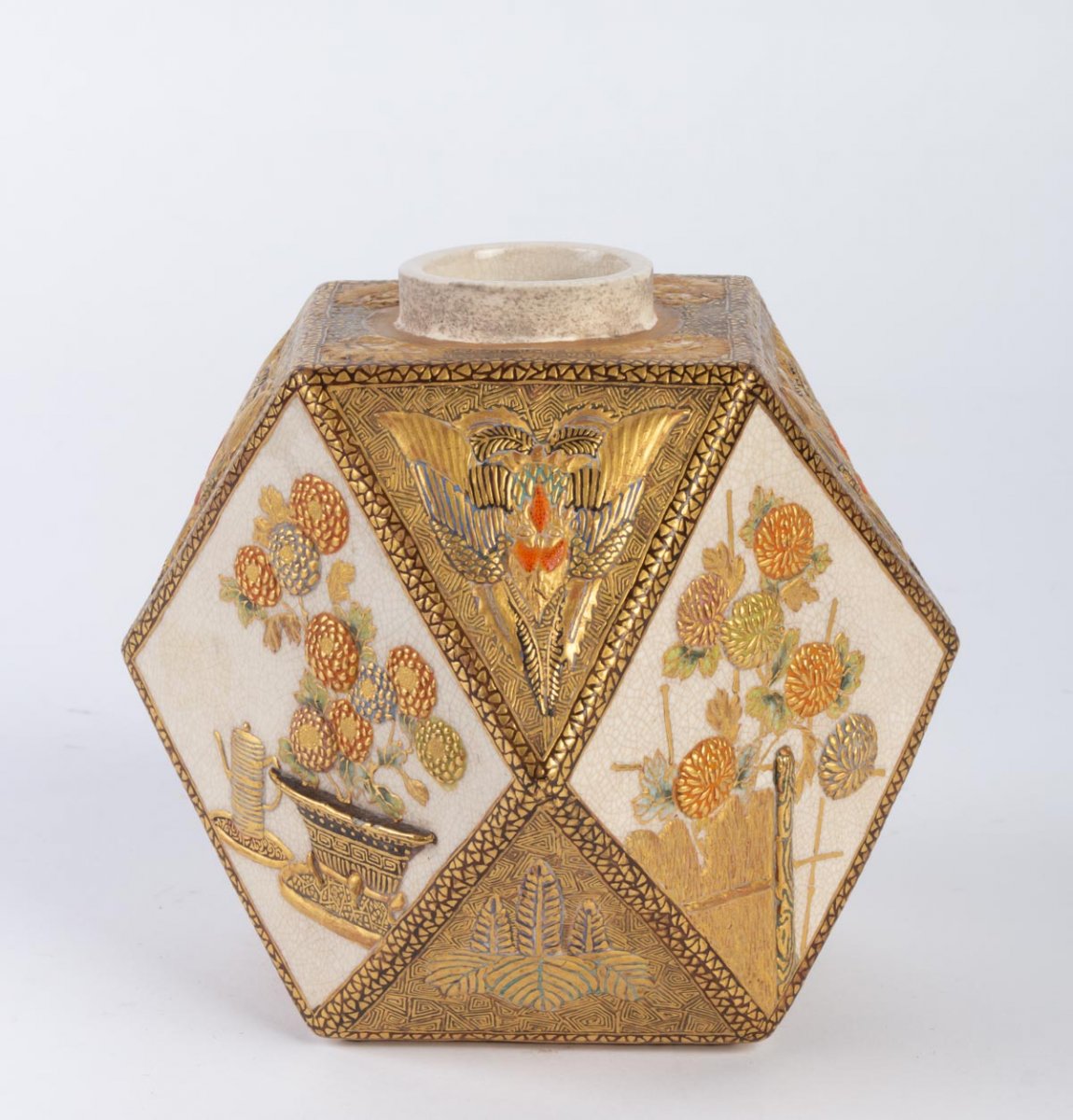 Small Satsuma Earthenware Vase (japan) Meiji Period-photo-4