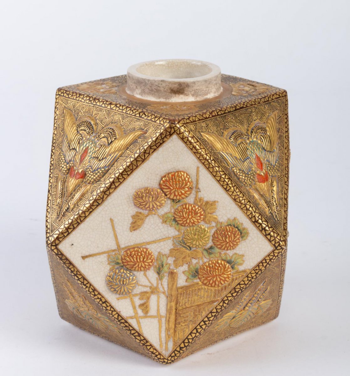 Small Satsuma Earthenware Vase (japan) Meiji Period-photo-2