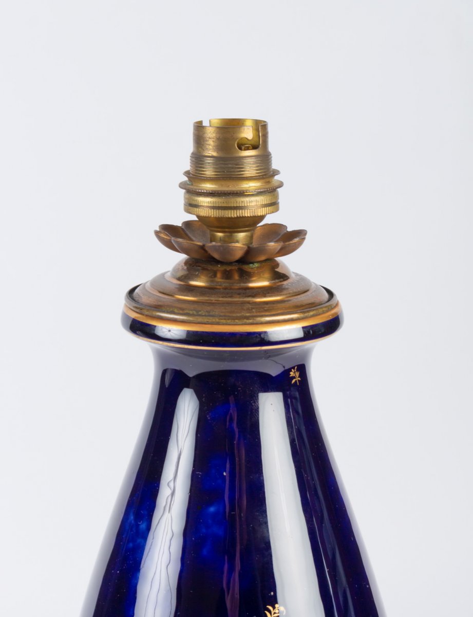 Lampe bleu marbré Sèvres 1925-photo-2