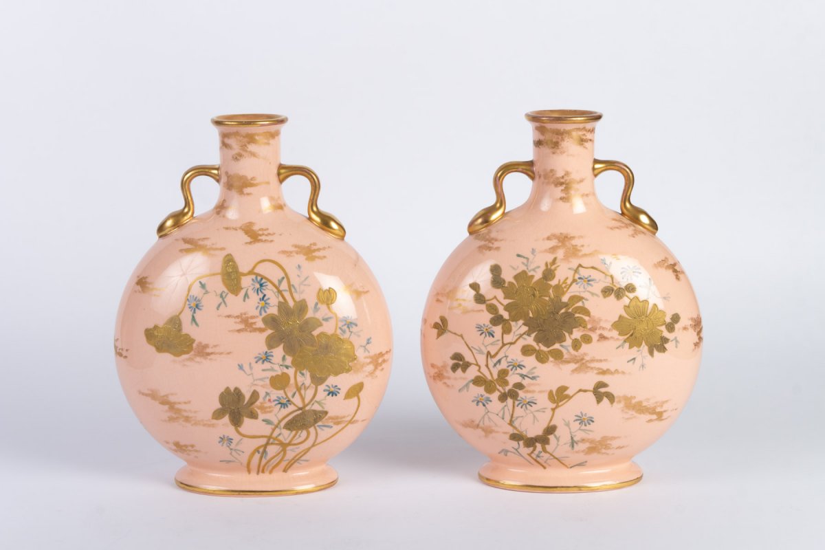 Paire de Vases Royal Worcester    XIXème-photo-2