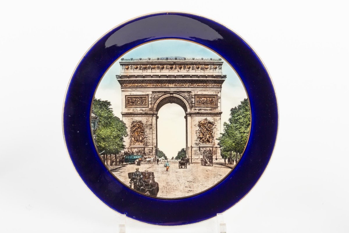 5 Assiettes décoratives vues de Paris SARREGUEMINES   1906-photo-4