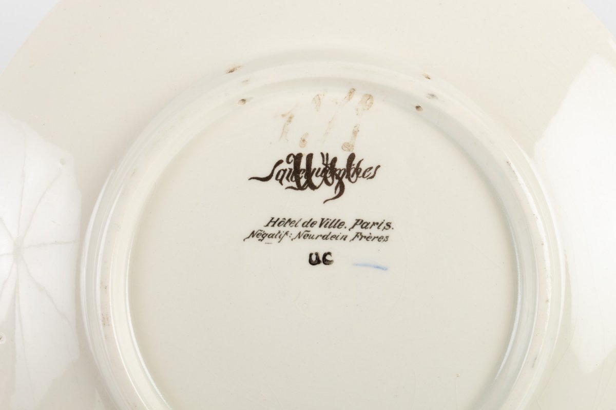 5 Decorative Plates Seen From Paris Sarreguemines 1906-photo-4
