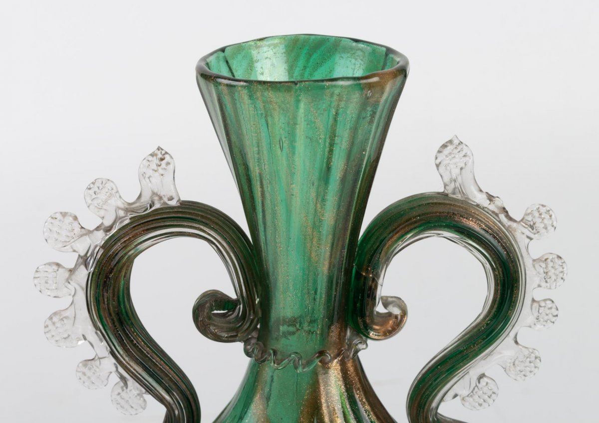 Vase Venise vert  émeraude+adventurine       SALVIATI 1876-photo-3