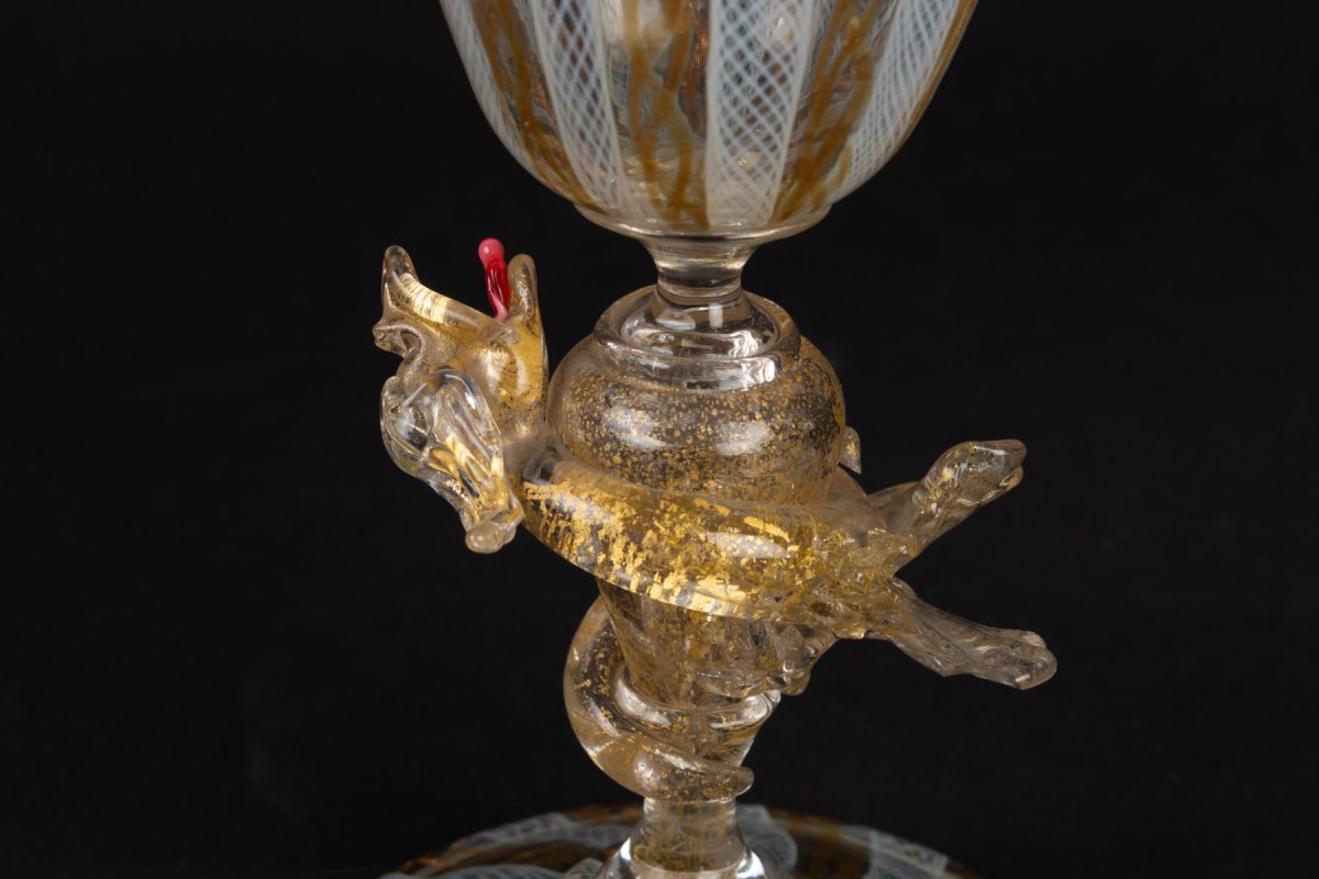 Verre Venise à filigrane et dragon  Salviati 1880-photo-1