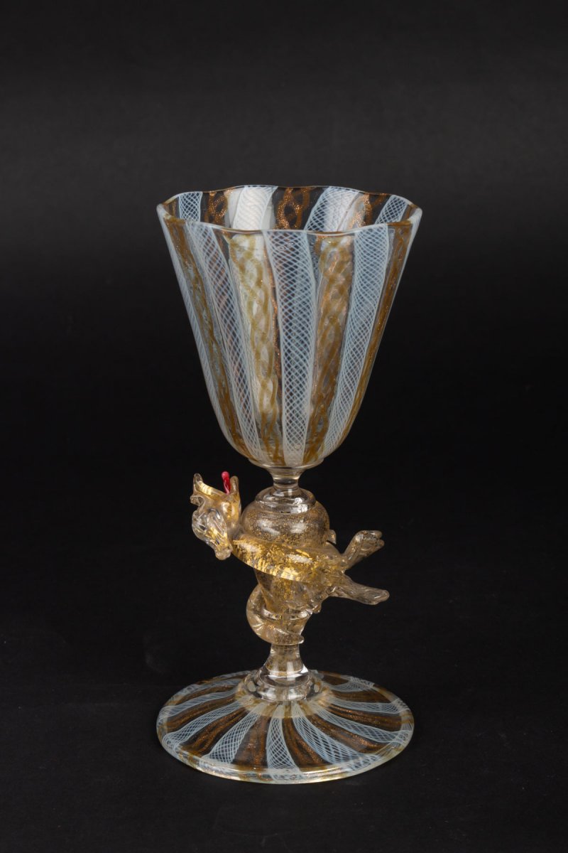 Verre Venise à filigrane et dragon  Salviati 1880