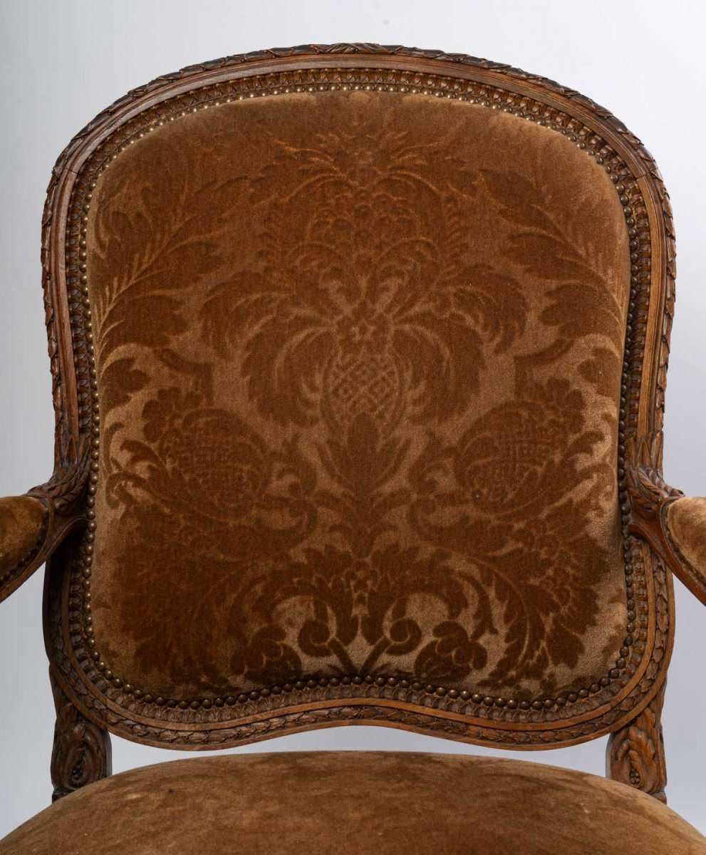 Queen's Armchair Transition Style (louis XV Louis XVI) 19th-photo-2