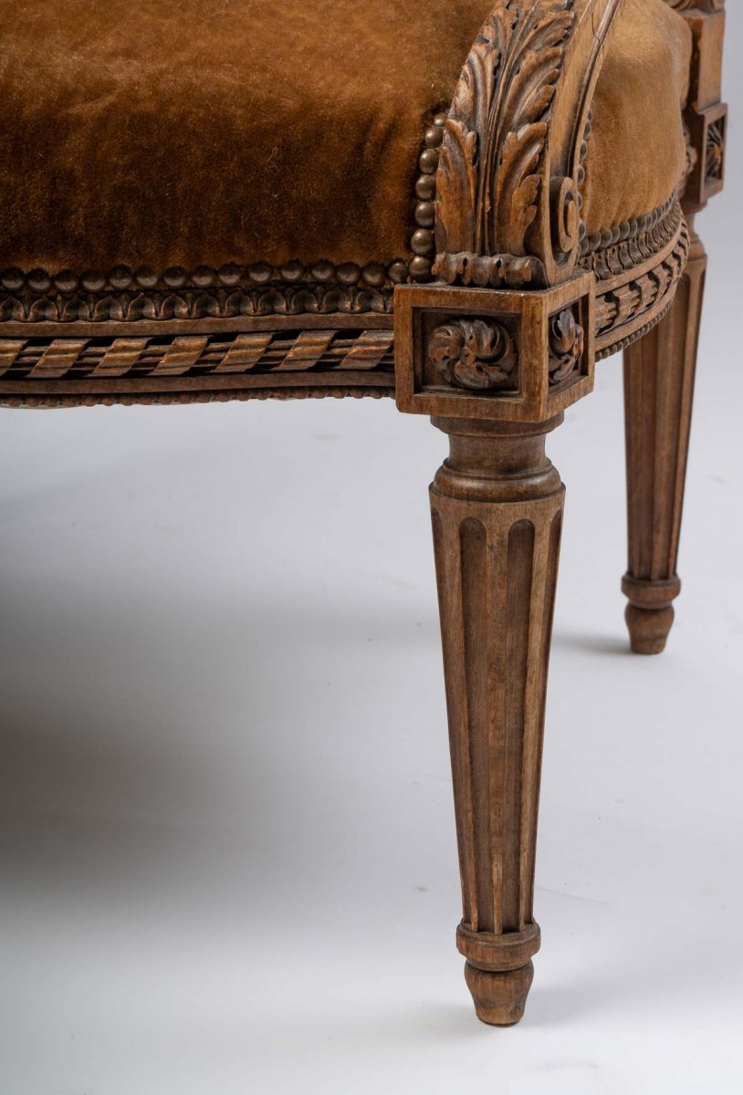 Queen's Armchair Transition Style (louis XV Louis XVI) 19th-photo-3