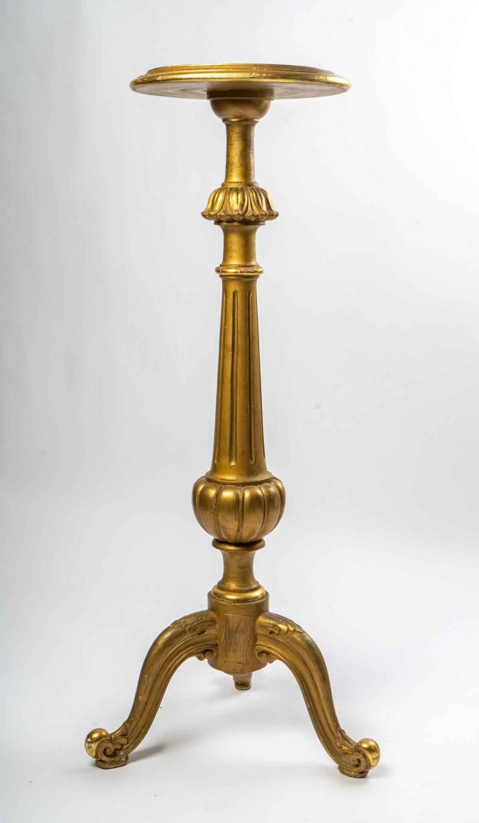 Stool In Golden Wood  XIX Century-photo-3