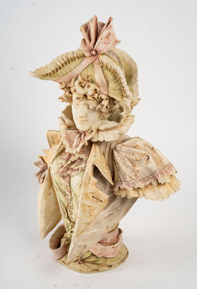 Biscuit Bust: An Elegant In A Hat (art Nouveau 1900)-photo-2