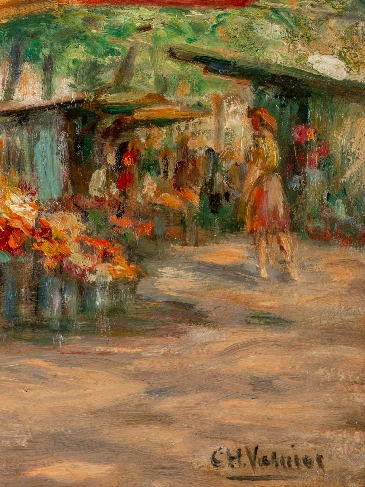 Le Marché Aux Fleurs Place De La Madeleine à Paris  Charles Vasnier (fin  XIXème )-photo-3