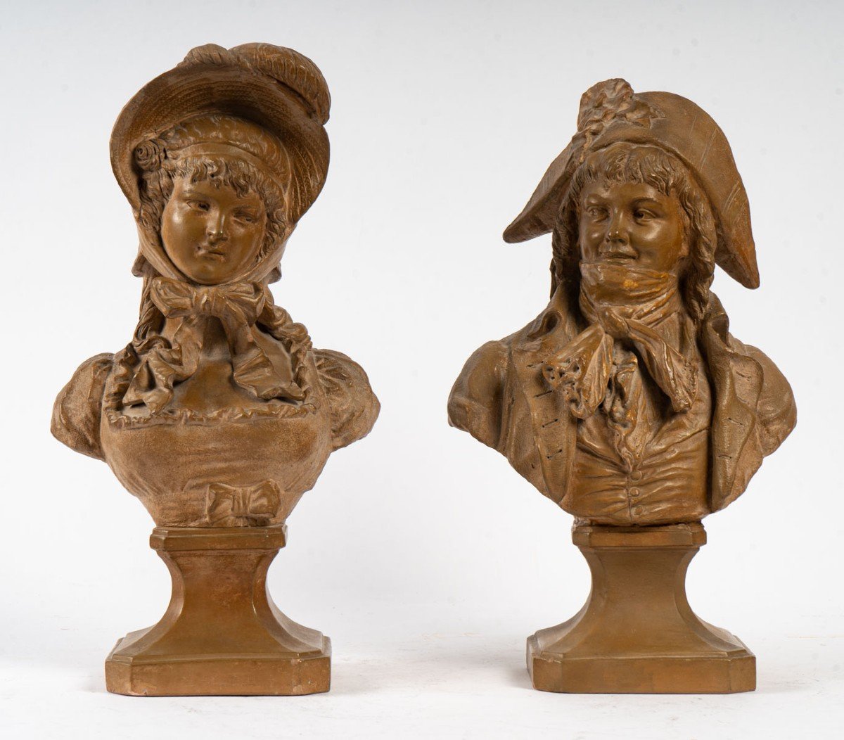 Couple Of Incredible And Wonderful In Terracotta XIXth Century (signed)