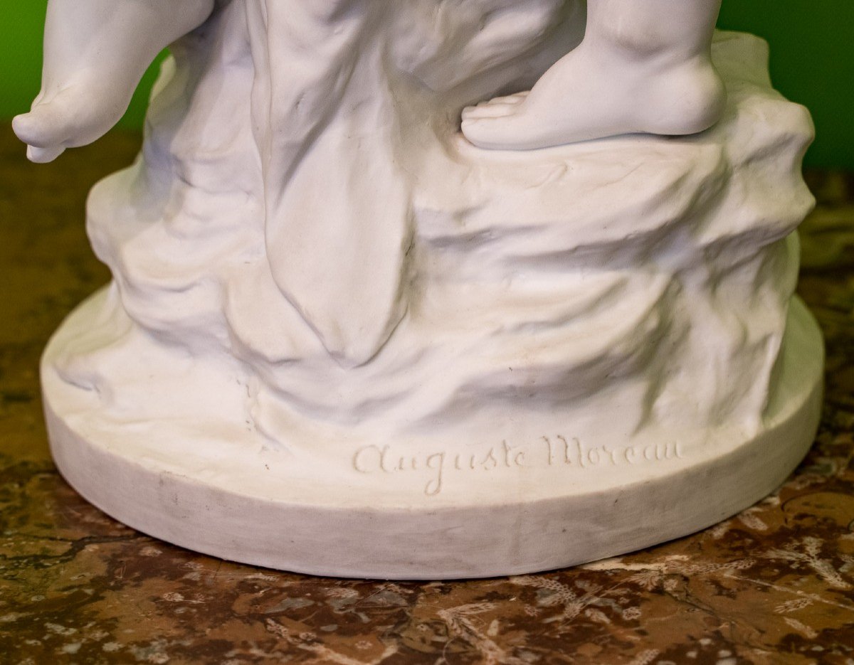 Biscuit: Love And Little Girl Auguste Moreau XIXth Century-photo-1