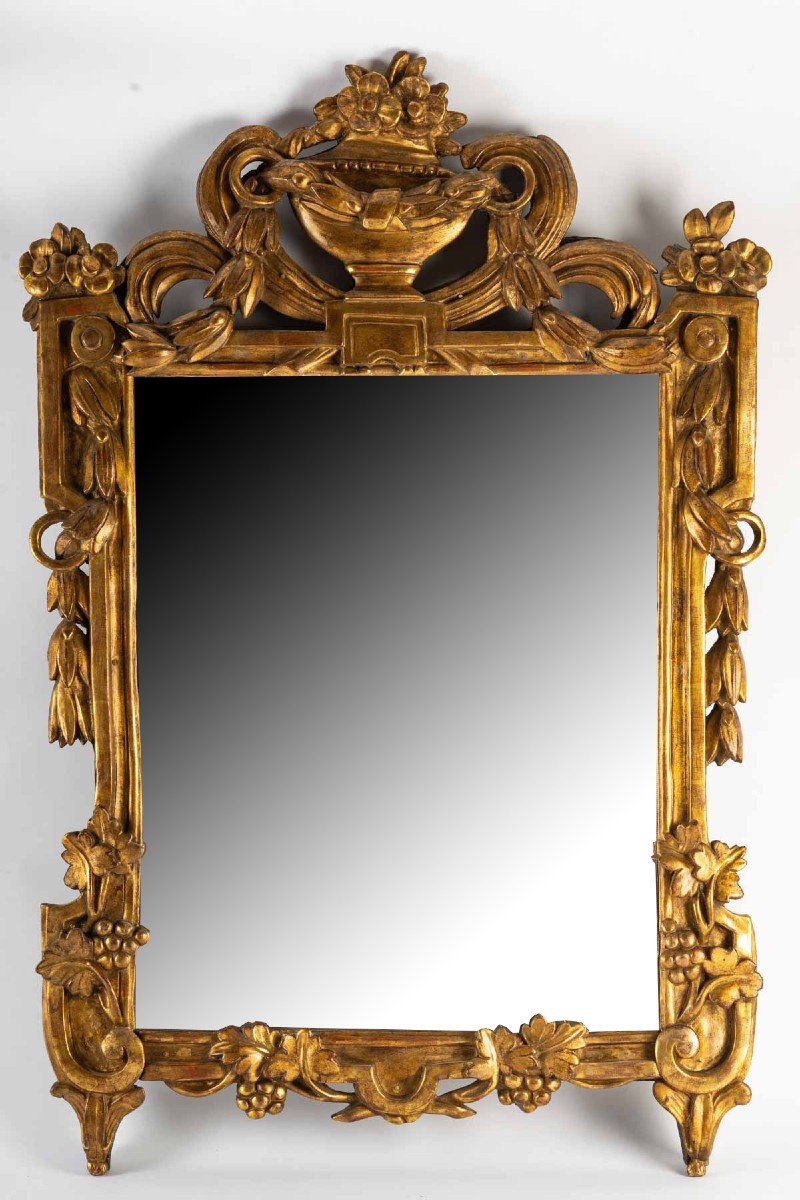 Louis XVI Mirror In Gilded Wood-photo-2