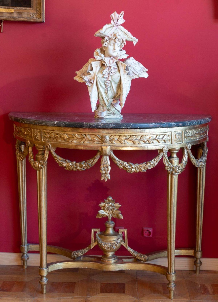 Louis XVI Console In Gilded Wood 18th Century-photo-3