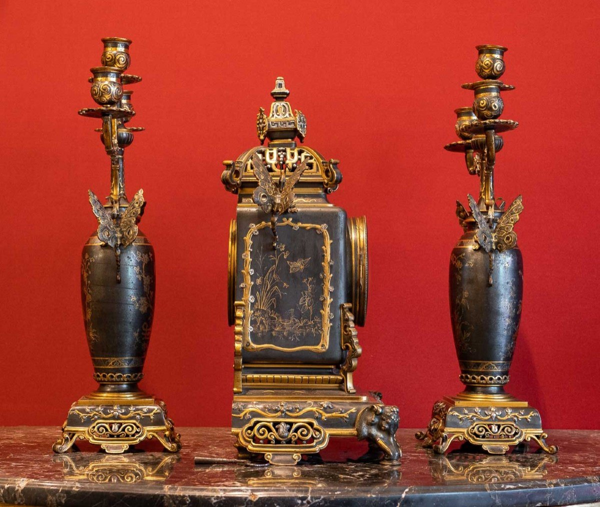 Garniture  De  Cheminee   Edouard Lievre (1829-1896 )   (attribuée à )-photo-3