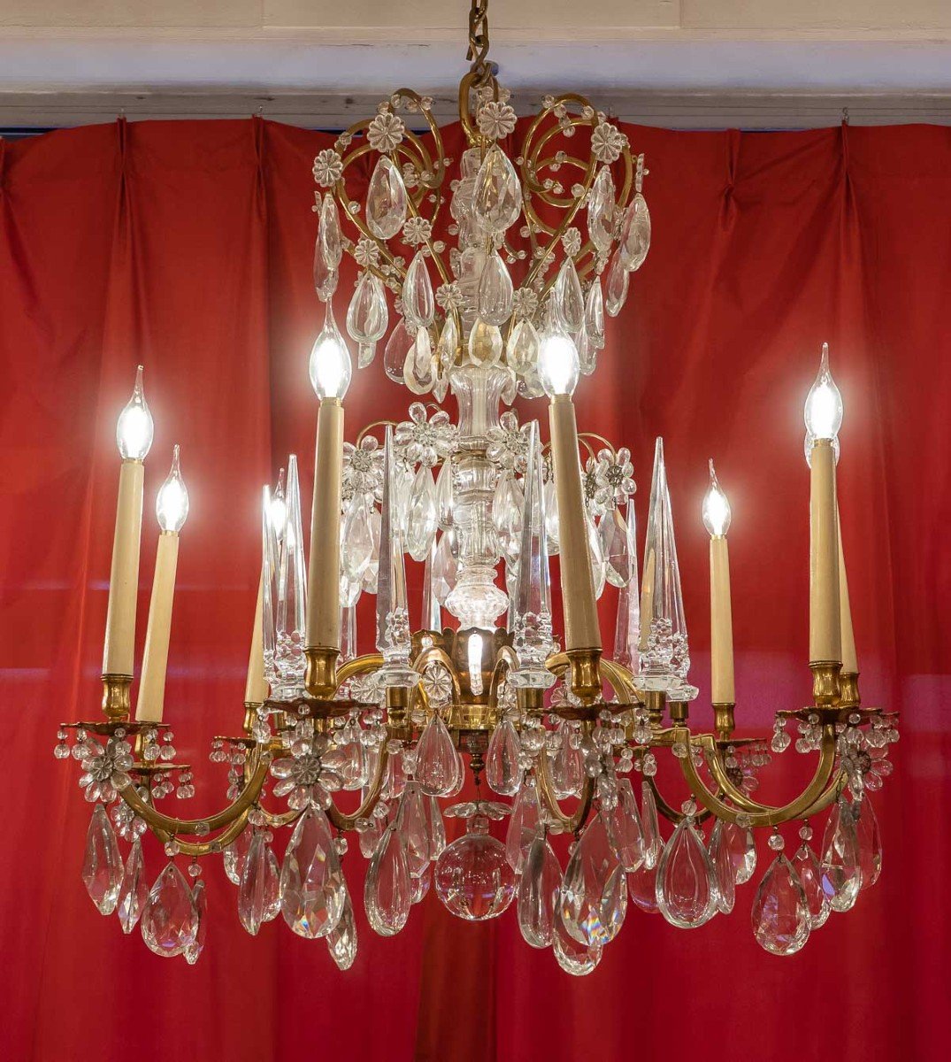 Large Chandelier With Ten Sconces Bagues (attributed To)-photo-2
