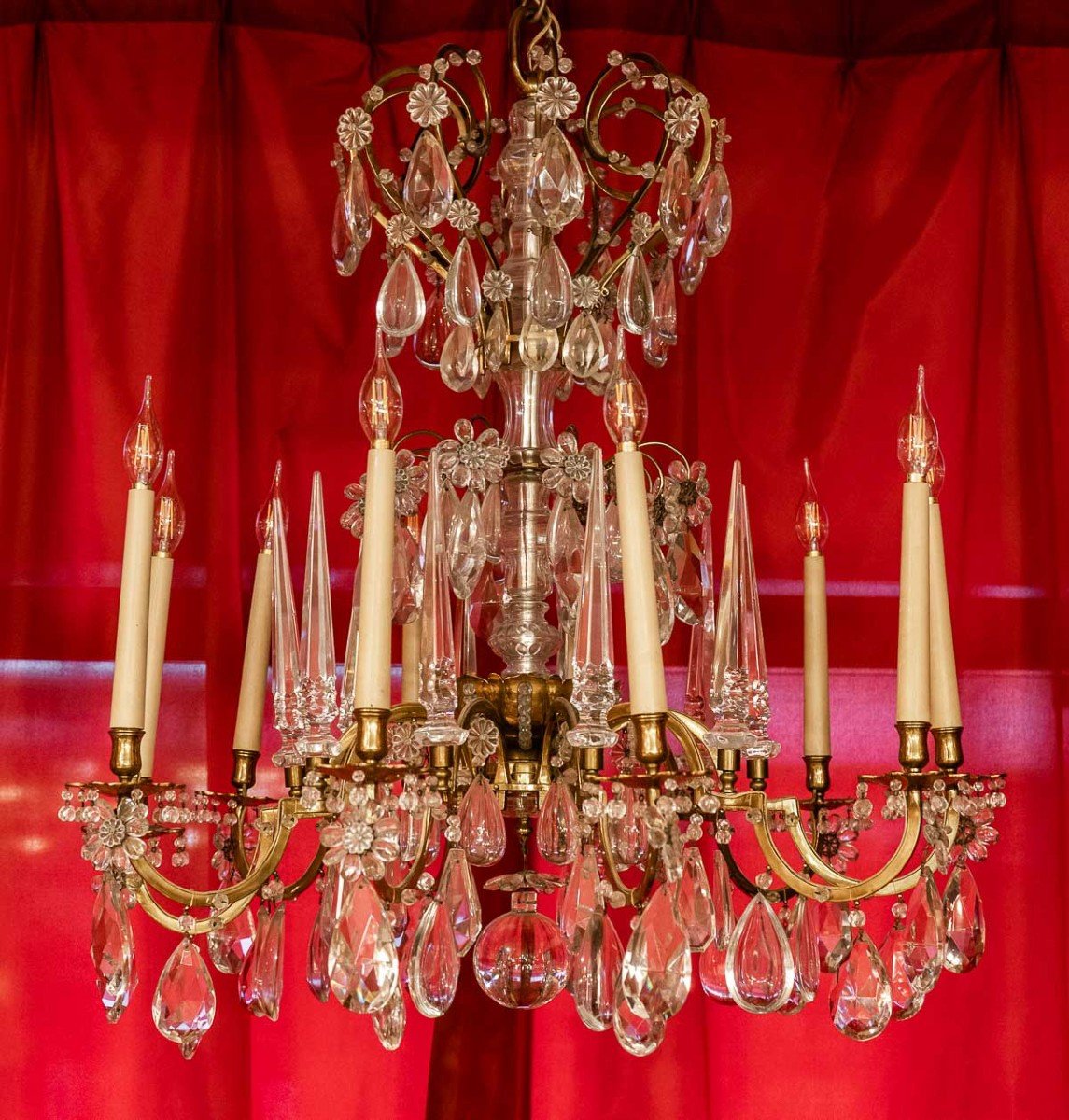 Large Chandelier With Ten Sconces Bagues (attributed To)