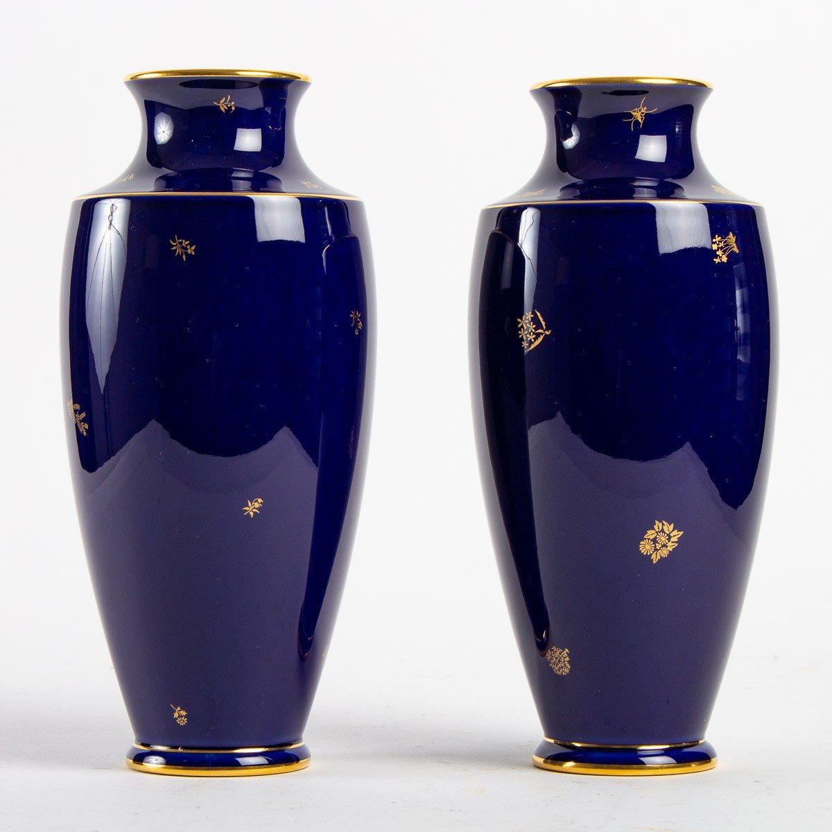 Paire de VASES de la Manufacture Nationale de SEVRES  (couleur bleu de Sevres ) XIX ème-photo-4