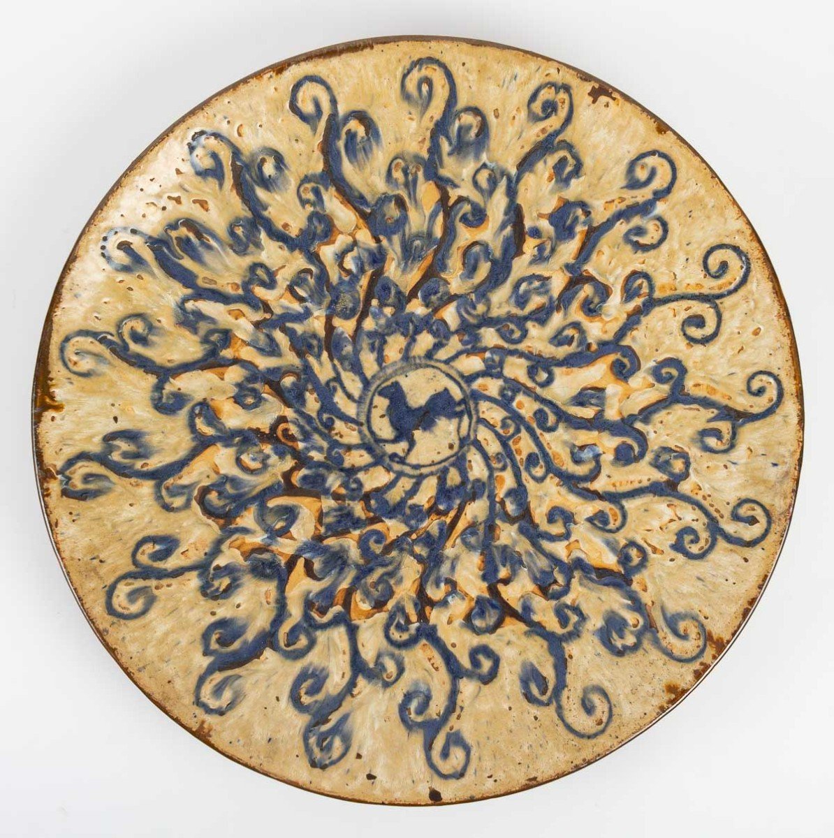 Large Ceramic Dish "c.greber (1820-1898) Beauvais