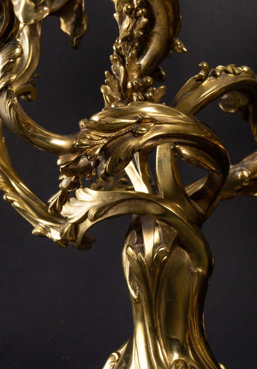 Pair Of Bronze Iris Candlesticks-photo-1