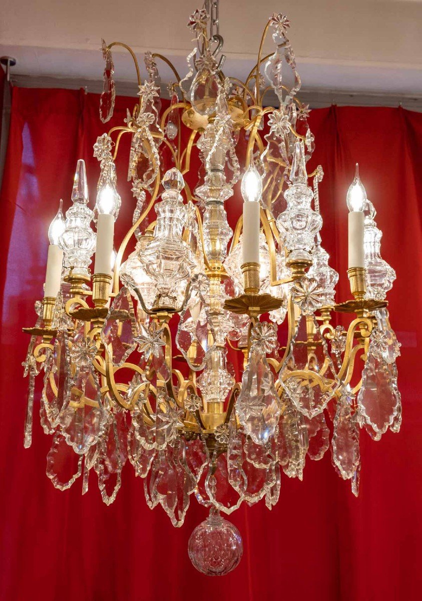 Very Large Chandelier With 12 Lights Attributed To Baccarat Nineteenth-photo-2