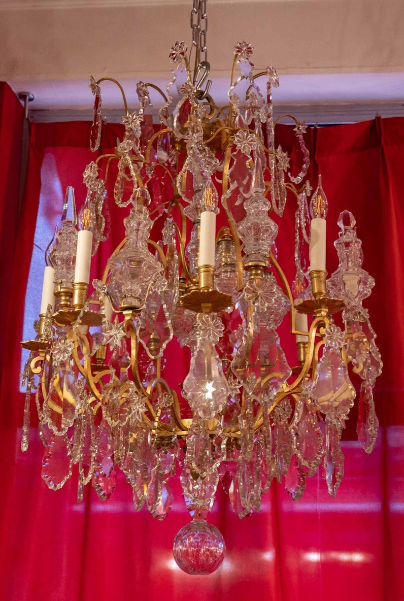 Very Large Chandelier With 12 Lights Attributed To Baccarat Nineteenth-photo-3