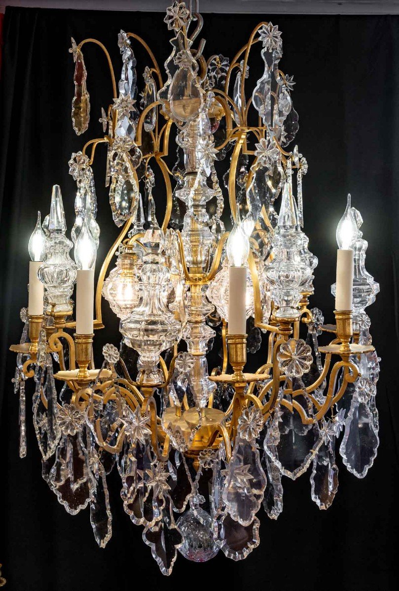 Very Large Chandelier With 12 Lights Attributed To Baccarat Nineteenth-photo-5