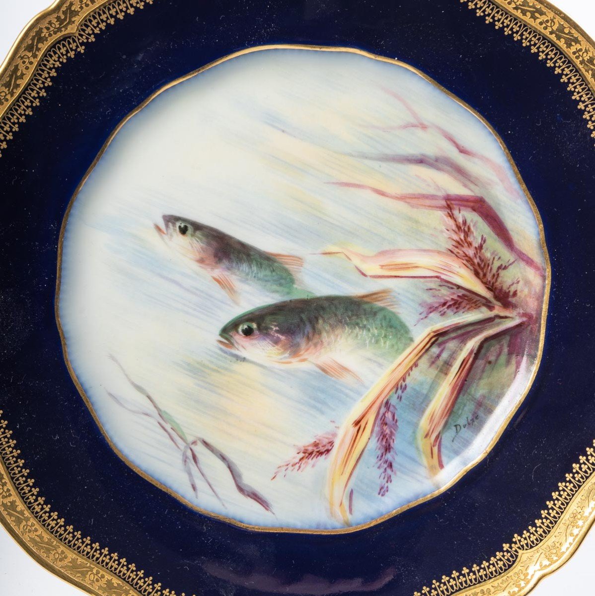 Twelve Fish Plates "emile Bourgeois Paris" XIXth-photo-3