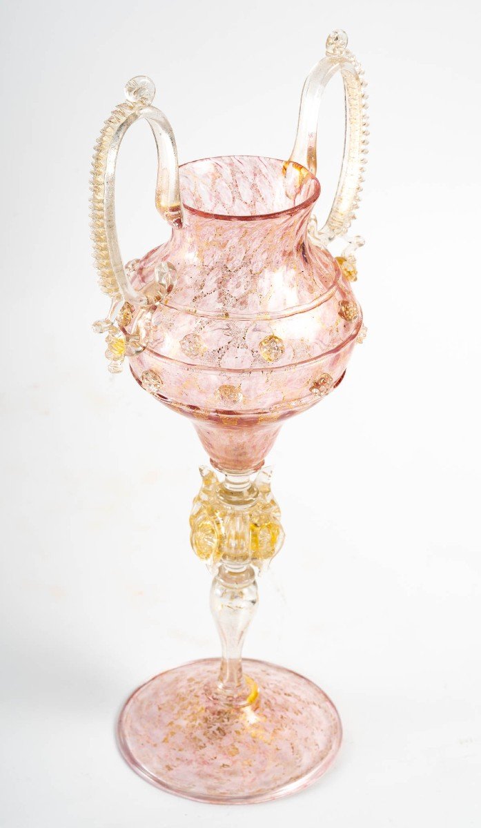 Very Large Pink Venetian Glass "salviati 1880"-photo-2