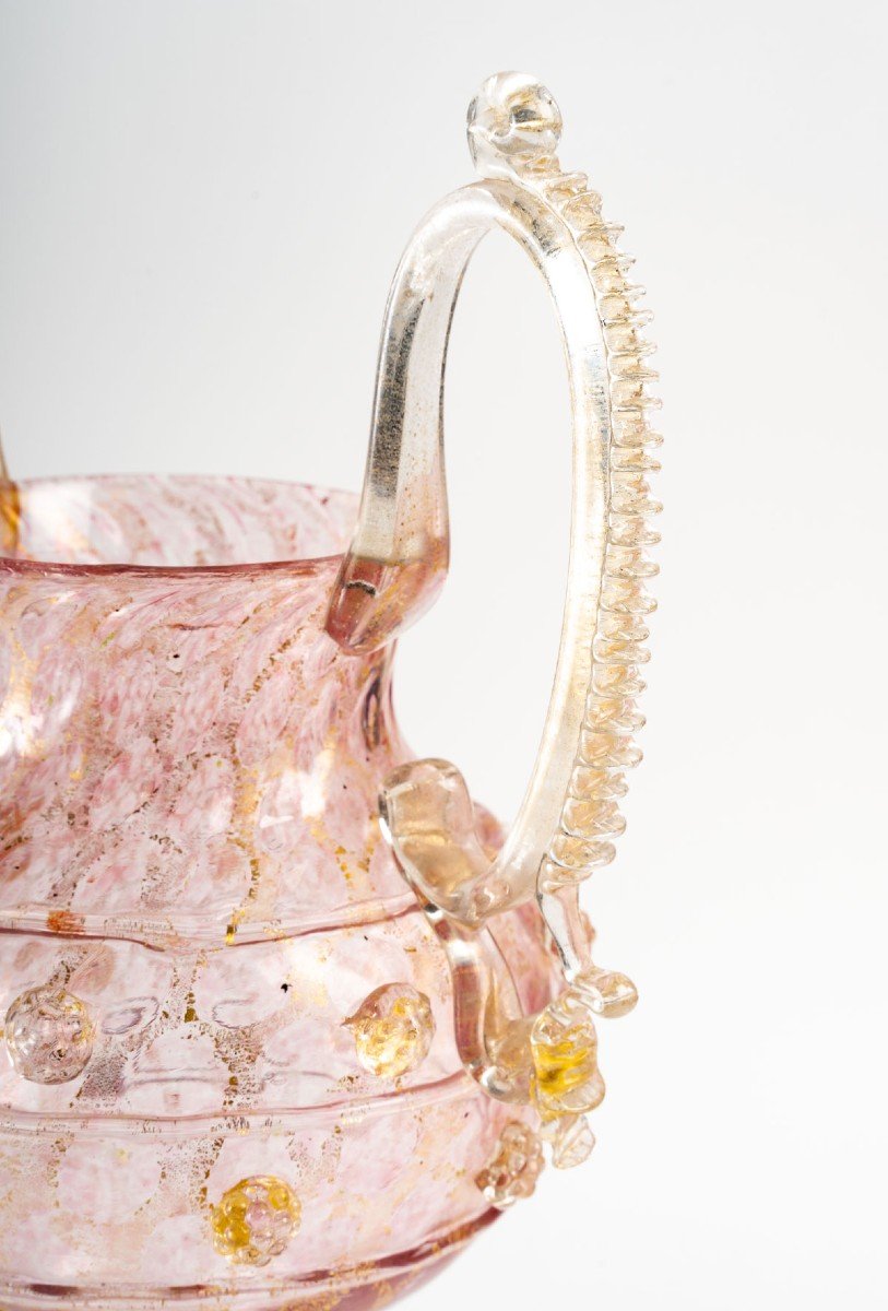 Very Large Pink Venetian Glass "salviati 1880"-photo-2