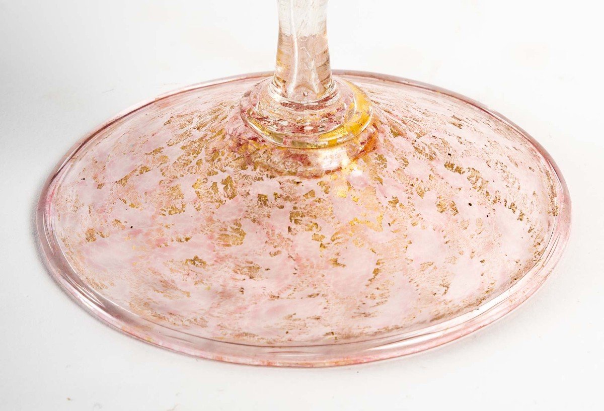 Very Large Pink Venetian Glass "salviati 1880"-photo-4