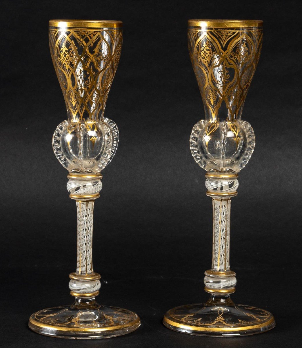 Pair Of Large Netherlands Or England Glasses "early 19th Century"-photo-3