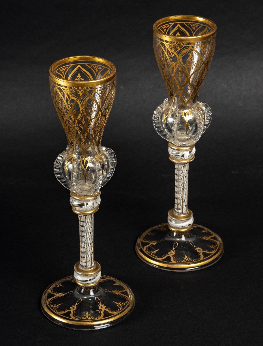 Pair Of Large Netherlands Or England Glasses "early 19th Century"-photo-5