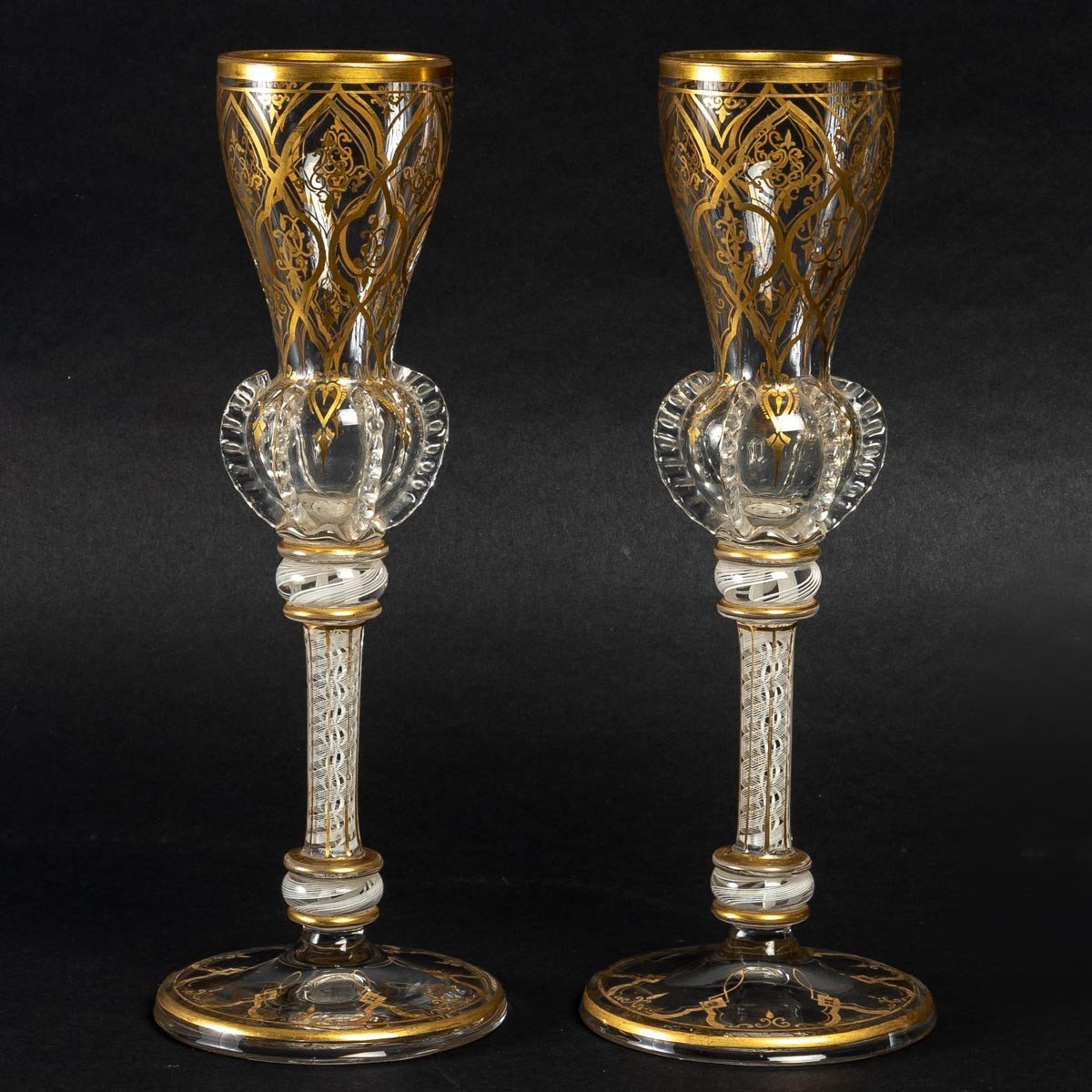 Pair Of Large Netherlands Or England Glasses "early 19th Century"
