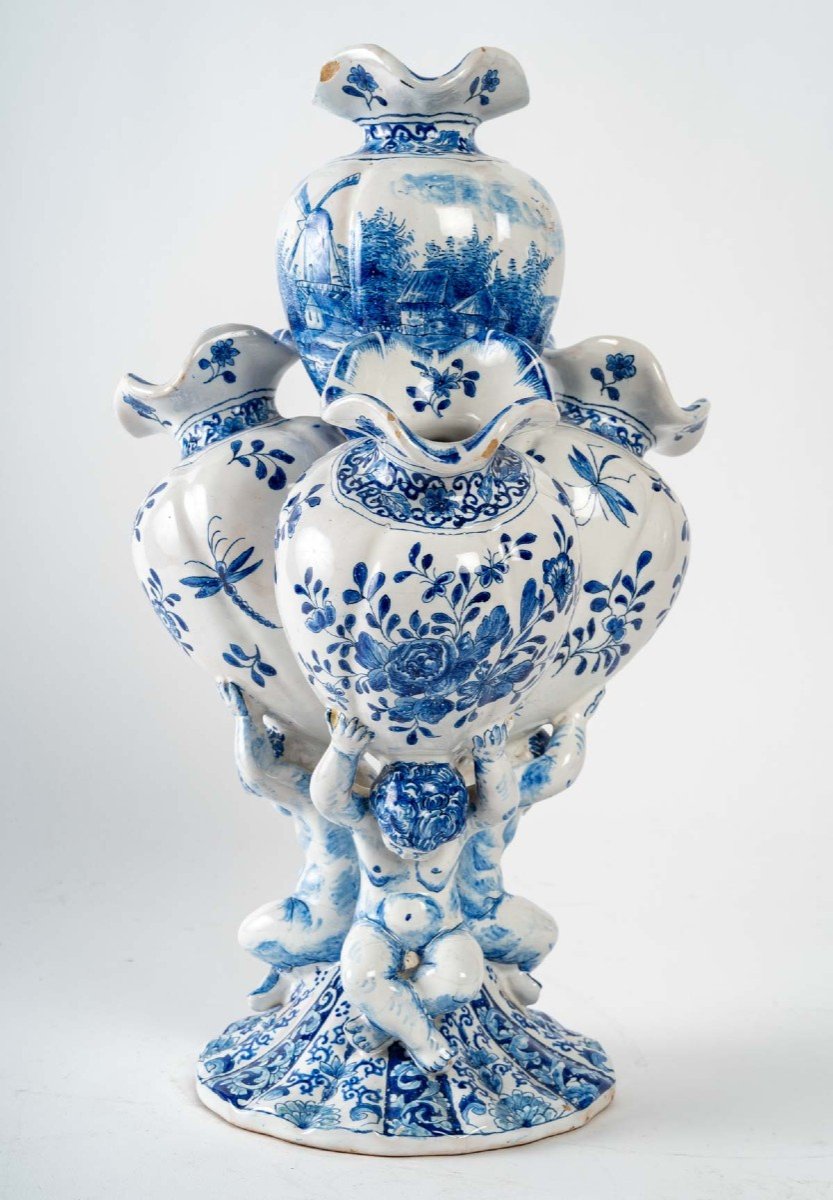 Bouquetière à 4 vases et3 putti-photo-4