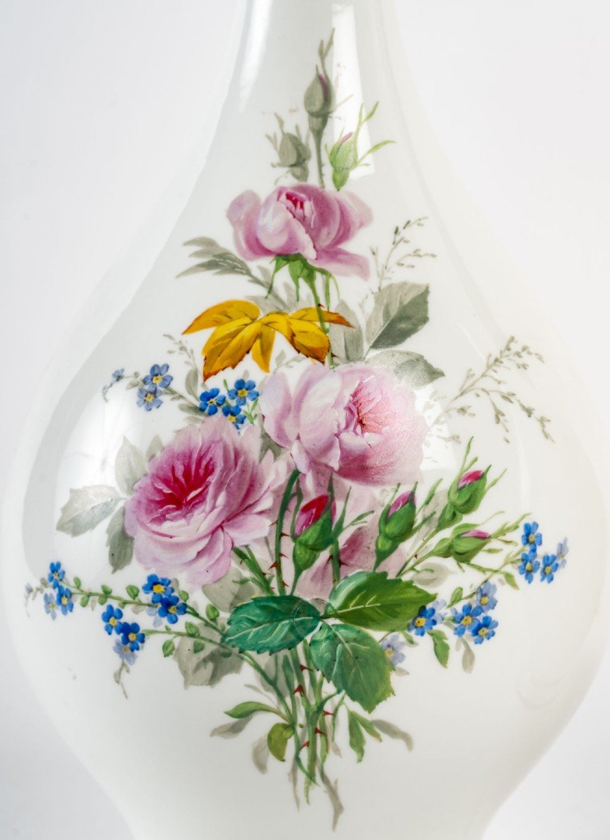 Pair Of Vases Decorated With Roses And Myosotis "blanc De Sèvres 1866"-photo-3
