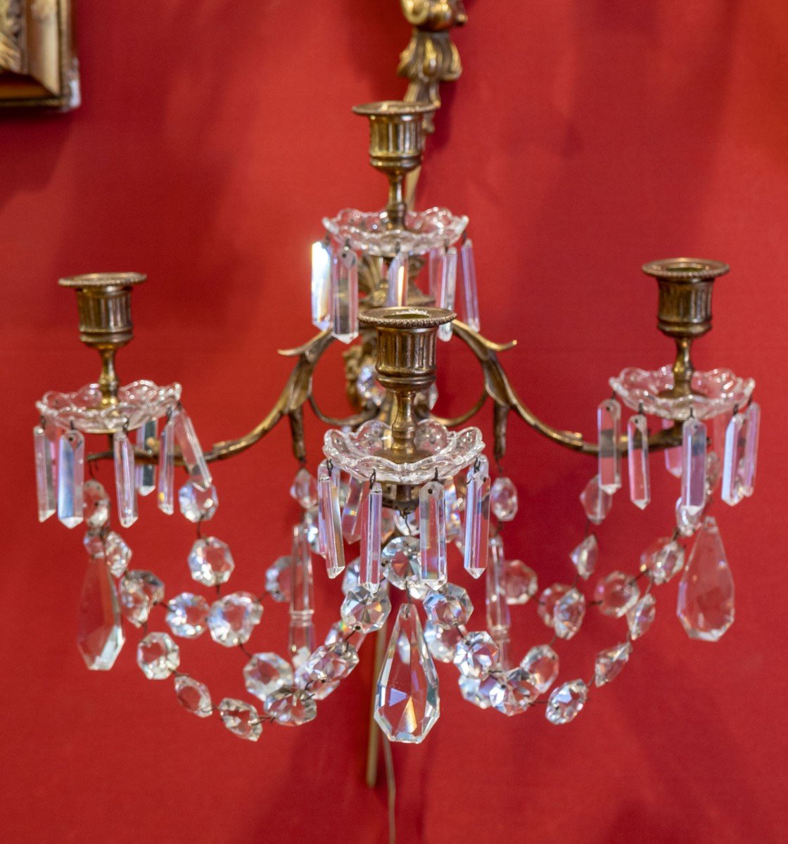 Pair Of 19th Century "baccarat" Wall Lights With 4 Lights-photo-2