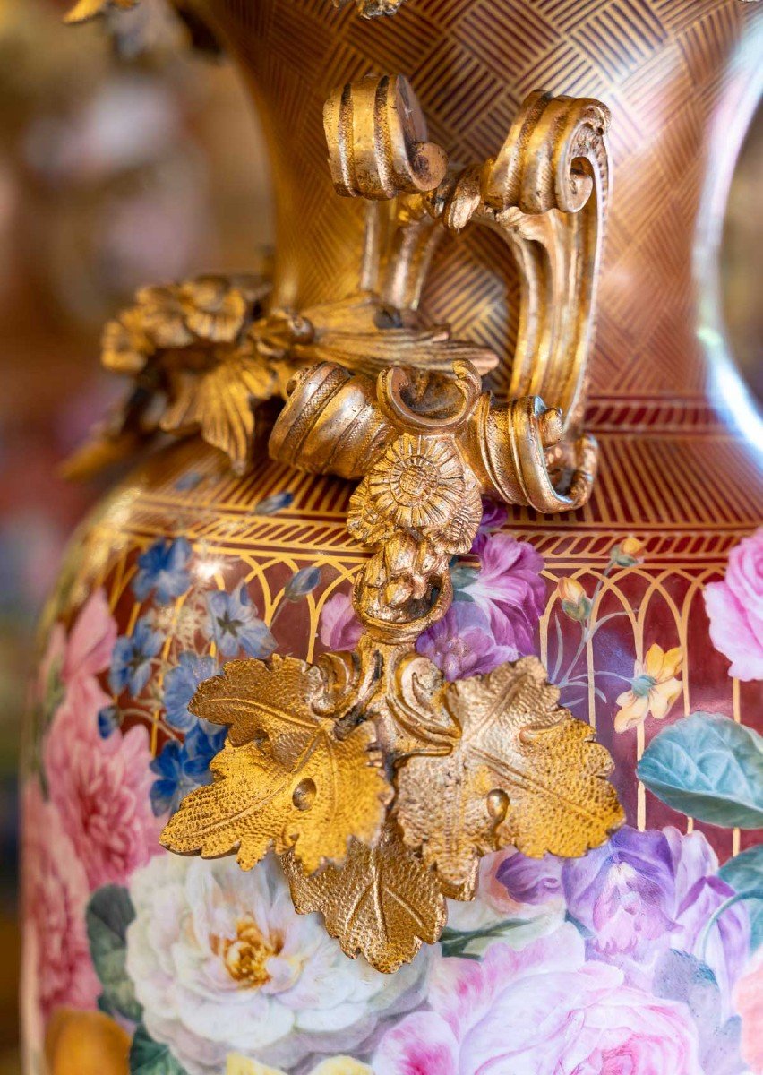 Paire de grands Vases Fleurs et Fruits  1830-photo-4